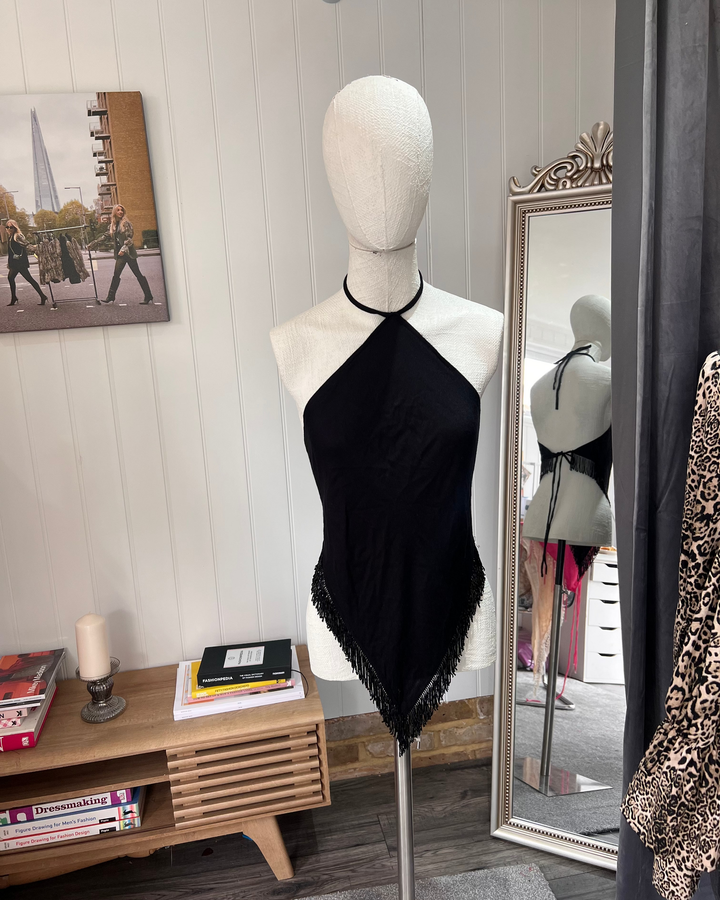 'Paint It Black' Up-cycled Halter Top