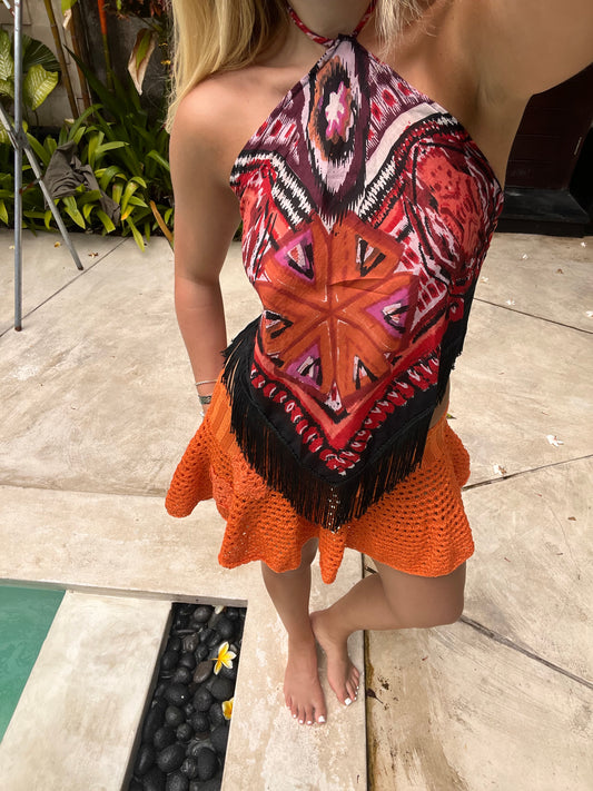 ‘Light My Fire’ Up-cycled Halter Top