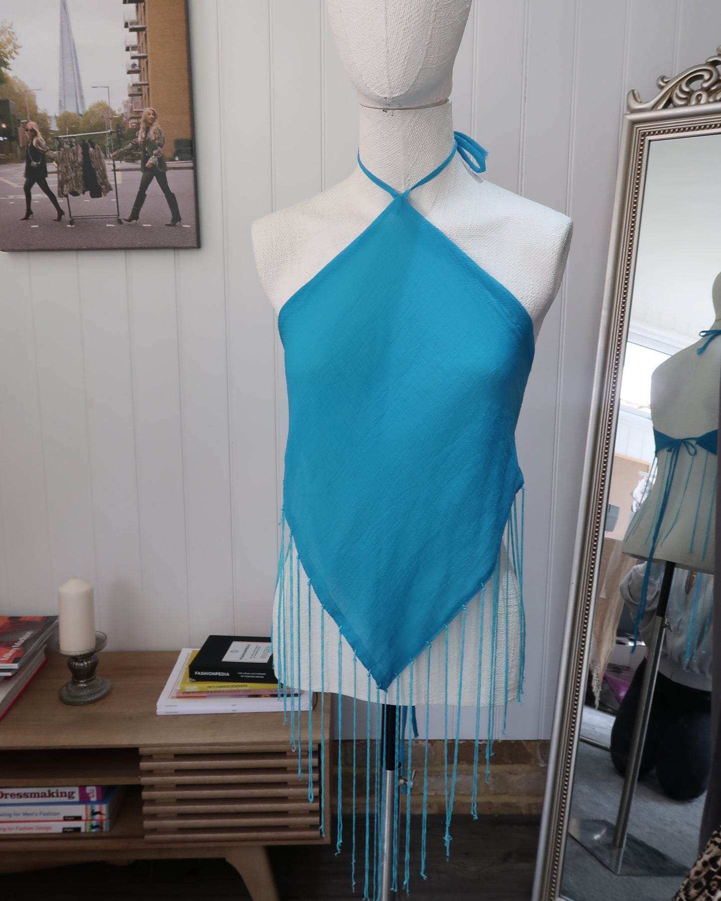 'Bell Bottom Blues' Up-cycled Halter Top
