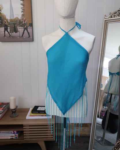 'Bell Bottom Blues' Up-cycled Halter Top