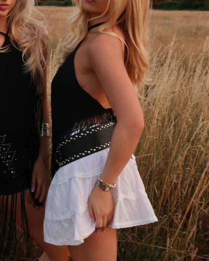 'Paint It Black' Up-cycled Halter Top