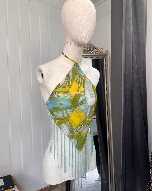 'Good Vibrations' Up-cycled Halter Top