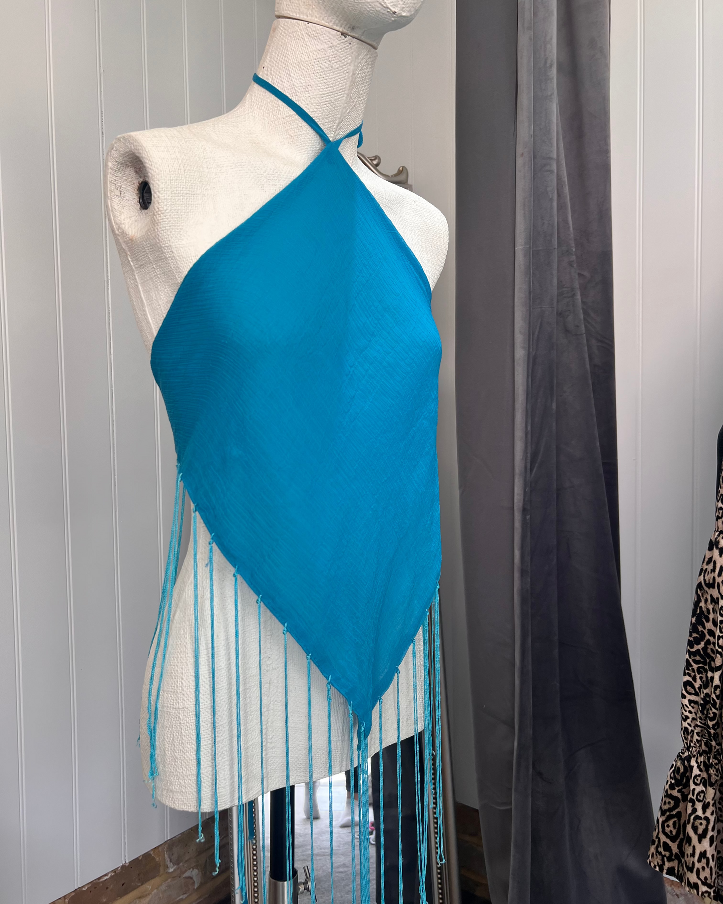 'Bell Bottom Blues' Up-cycled Halter Top