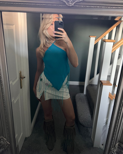 'Bell Bottom Blues' Up-cycled Halter Top