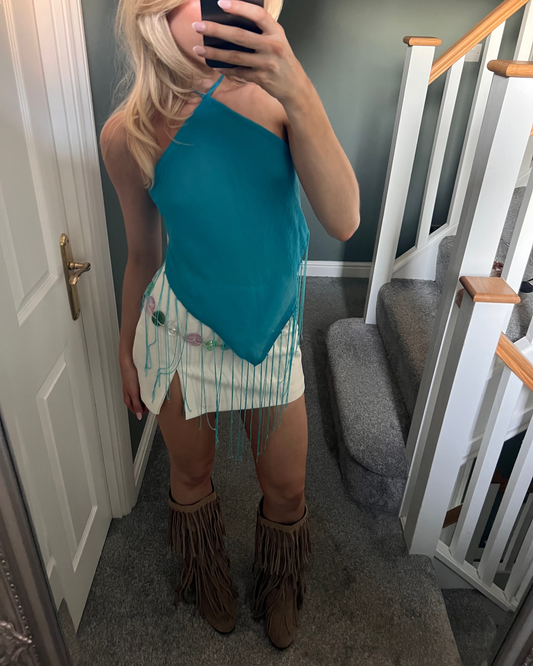 'Bell Bottom Blues' Up-cycled Halter Top