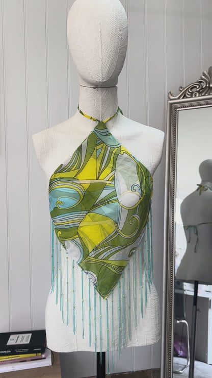 'Good Vibrations' Up-cycled Halter Top